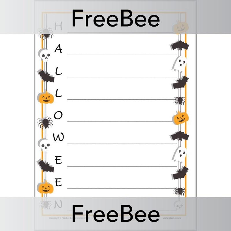 PlanBee FREE Spooky Halloween Acrostic Poem Templates by PlanBee