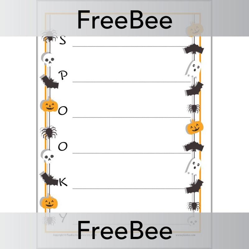 PlanBee FREE Spooky Halloween Acrostic Poem Templates by PlanBee