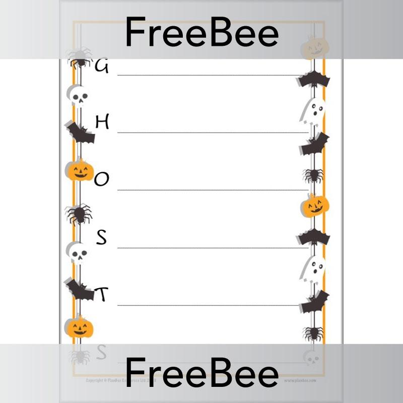 PlanBee FREE Spooky Halloween Acrostic Poem Templates by PlanBee
