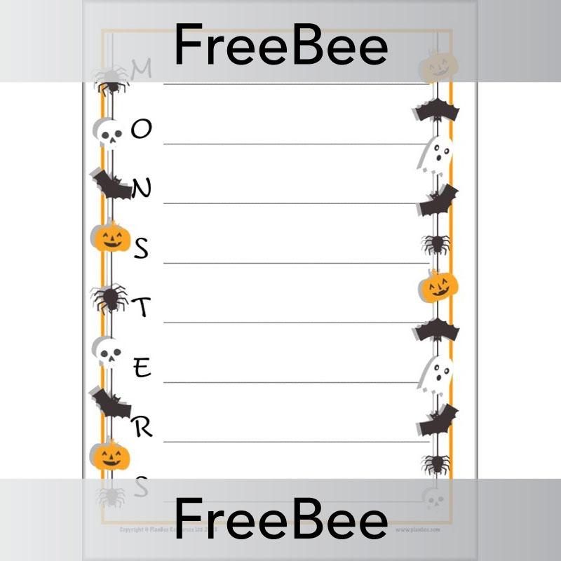PlanBee FREE Spooky Halloween Acrostic Poem Templates by PlanBee