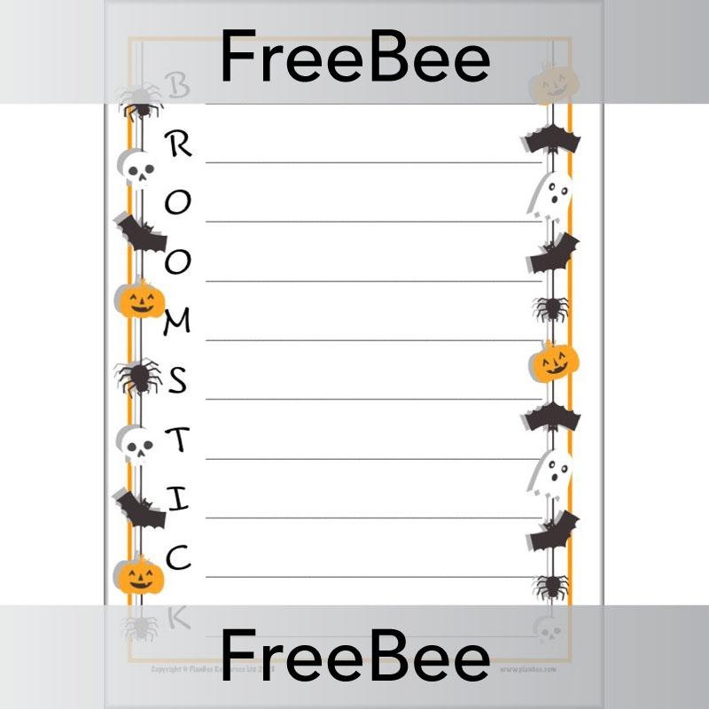 PlanBee FREE Spooky Halloween Acrostic Poem Templates by PlanBee