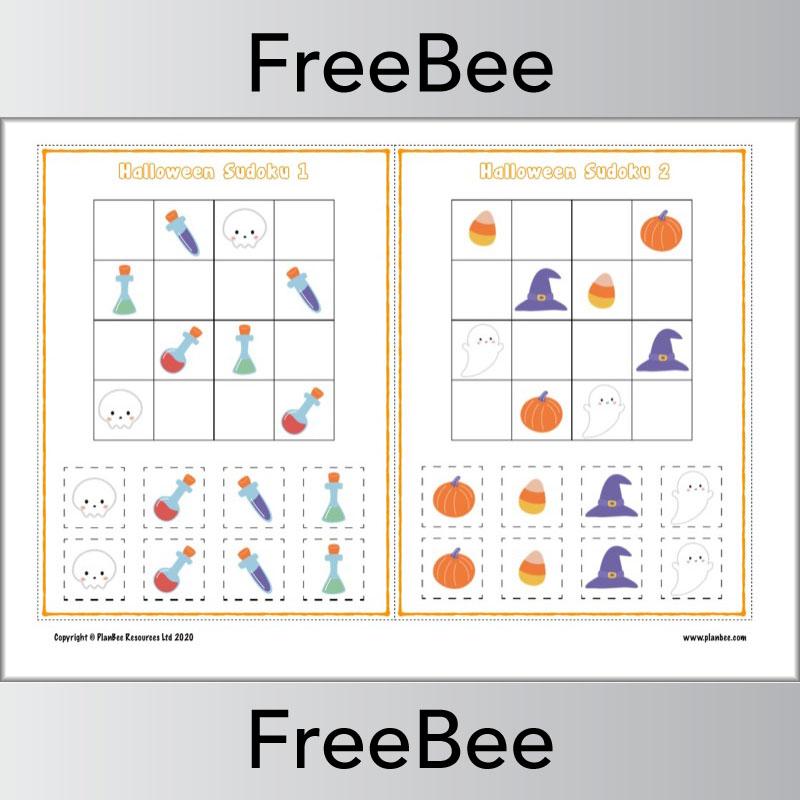 Free printable Halloween Sudoku by PlanBee