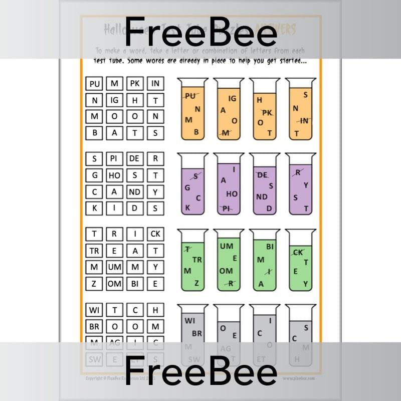FREE Halloween Test Tube Puzzles by PlanBee