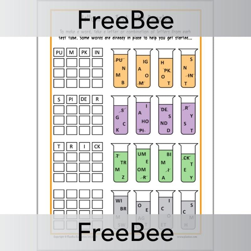 FREE Halloween Test Tube Puzzles by PlanBee
