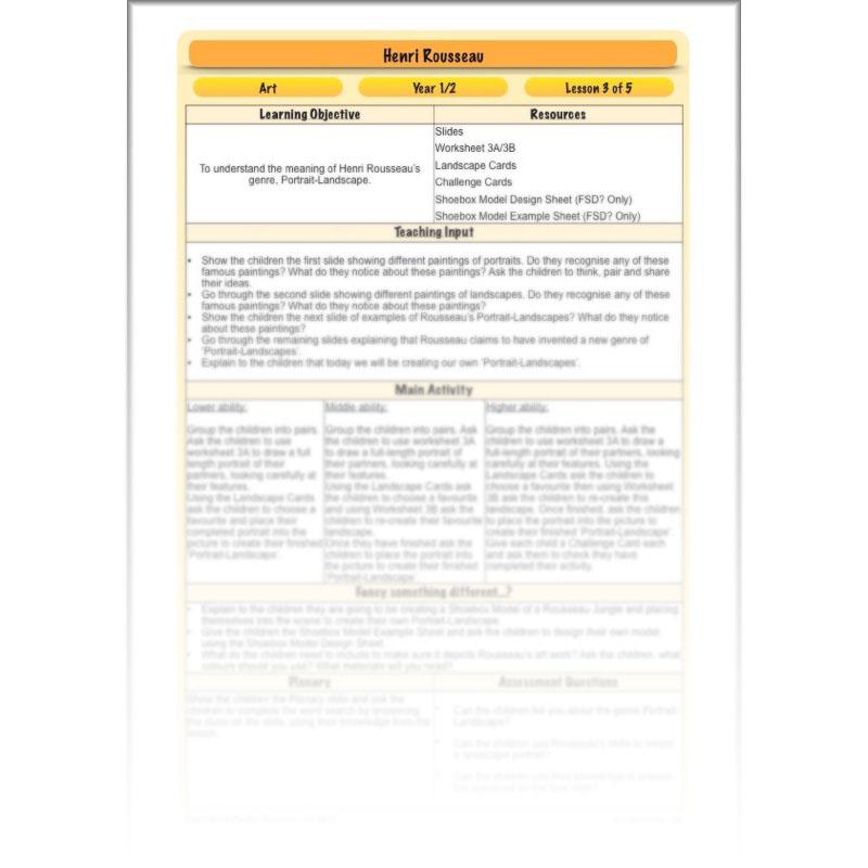 PlanBee Henri Rousseau KS1 Art Lessons created by PlanBee