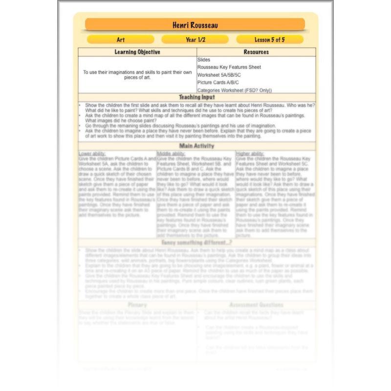 PlanBee Henri Rousseau KS1 Art Lessons created by PlanBee