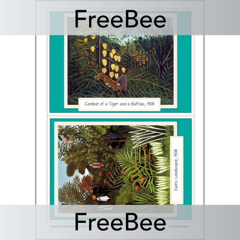 PlanBee Henri Rousseau Rainforest Art Picture Cards for KS1 and KS2