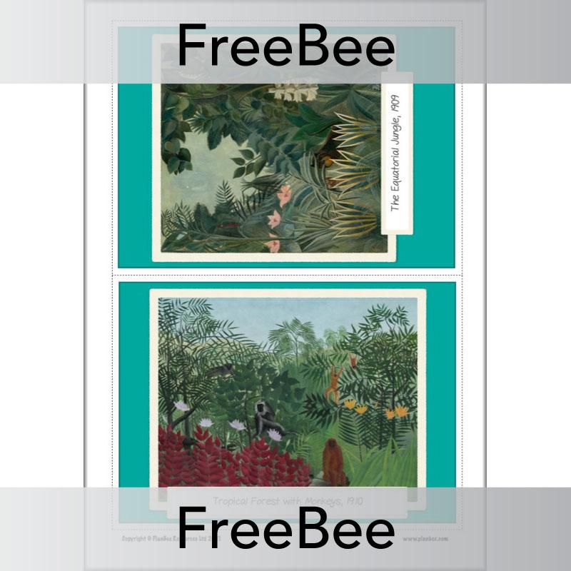 PlanBee Henri Rousseau Rainforest Art Picture Cards for KS1 and KS2