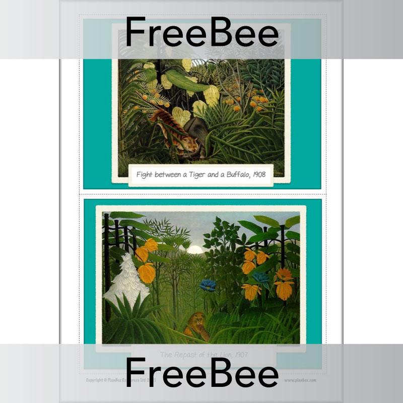 PlanBee Henri Rousseau Rainforest Art Picture Cards for KS1 and KS2