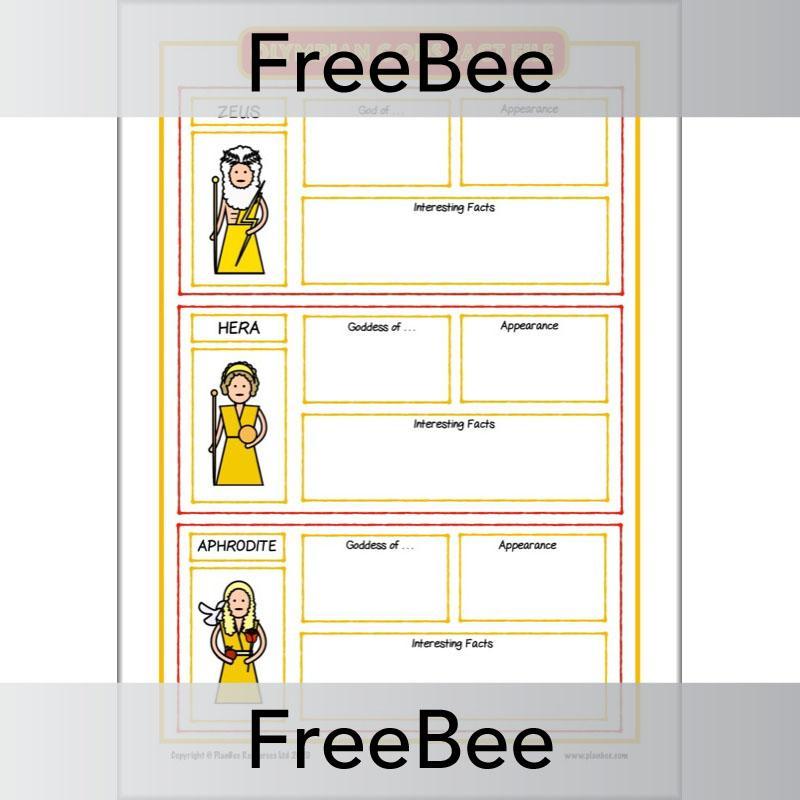 Free Printable Zeus Hera and Aphrodite Greek God and Goddess Fact File Activities Sheets by PlanBee