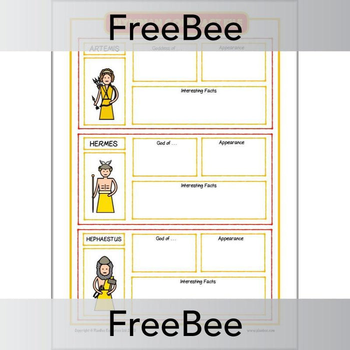 Free Printable Hercules Artemis, Hermes and Hephaestus Activities Sheets by PlanBee
