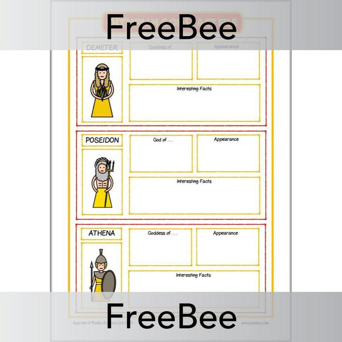 Free Printable Demeter Poseidon and Athena Activities Sheets by PlanBee