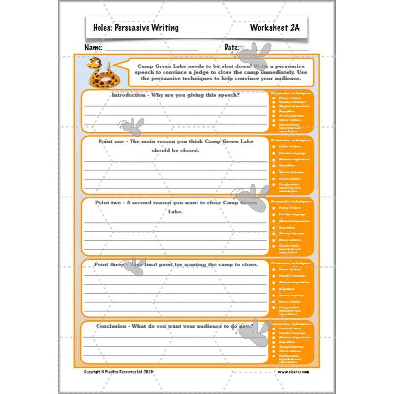 Persuasive Writing KS2 | Holes Planning Year 5 | PlanBee