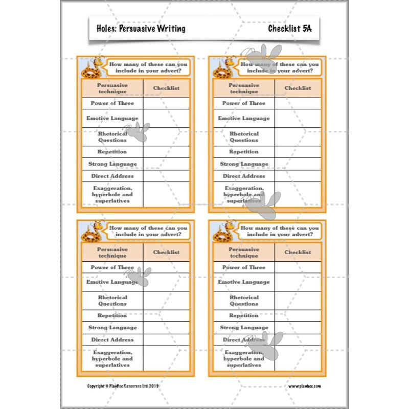 Persuasive Writing KS2 | Holes Planning Year 5 | PlanBee