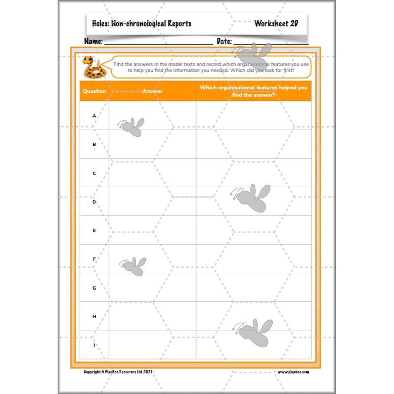 Holes | Non-chronological Reports Year 5 | PlanBee