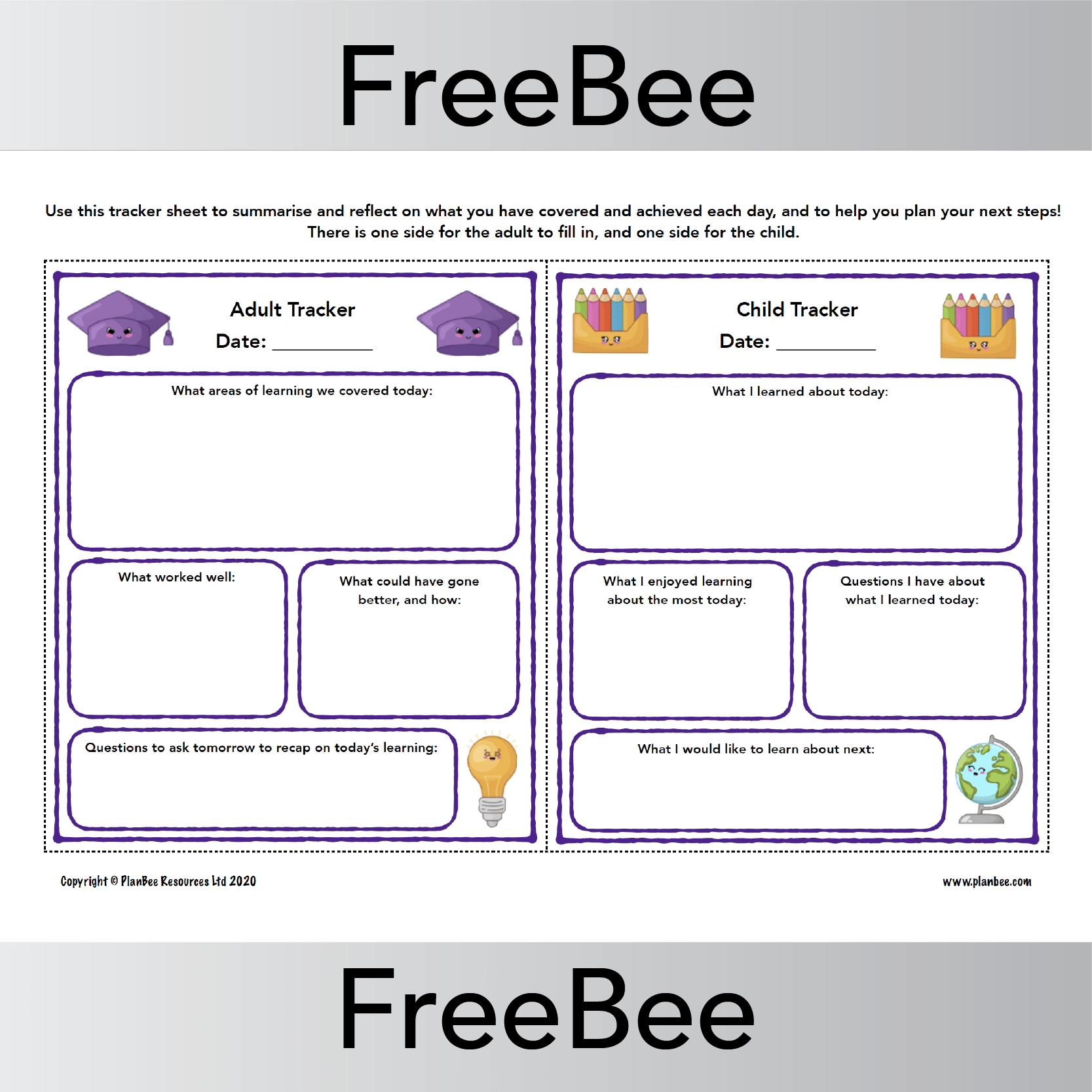 PlanBee FREE Home Learning Tracker by PlanBee