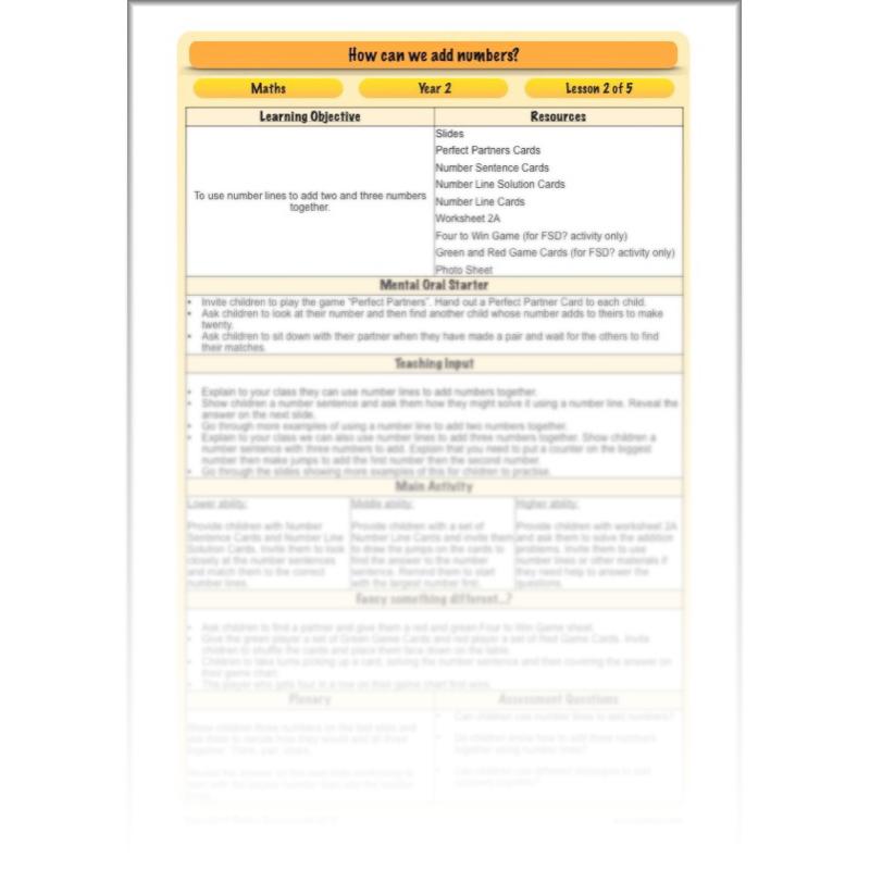 PlanBee How Can We Add Numbers? Year 2 Maths Lesson Plans