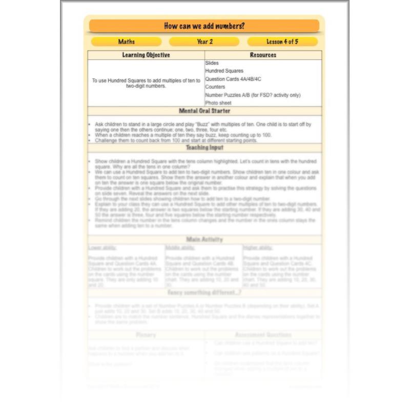 PlanBee How Can We Add Numbers? Year 2 Maths Lesson Plans