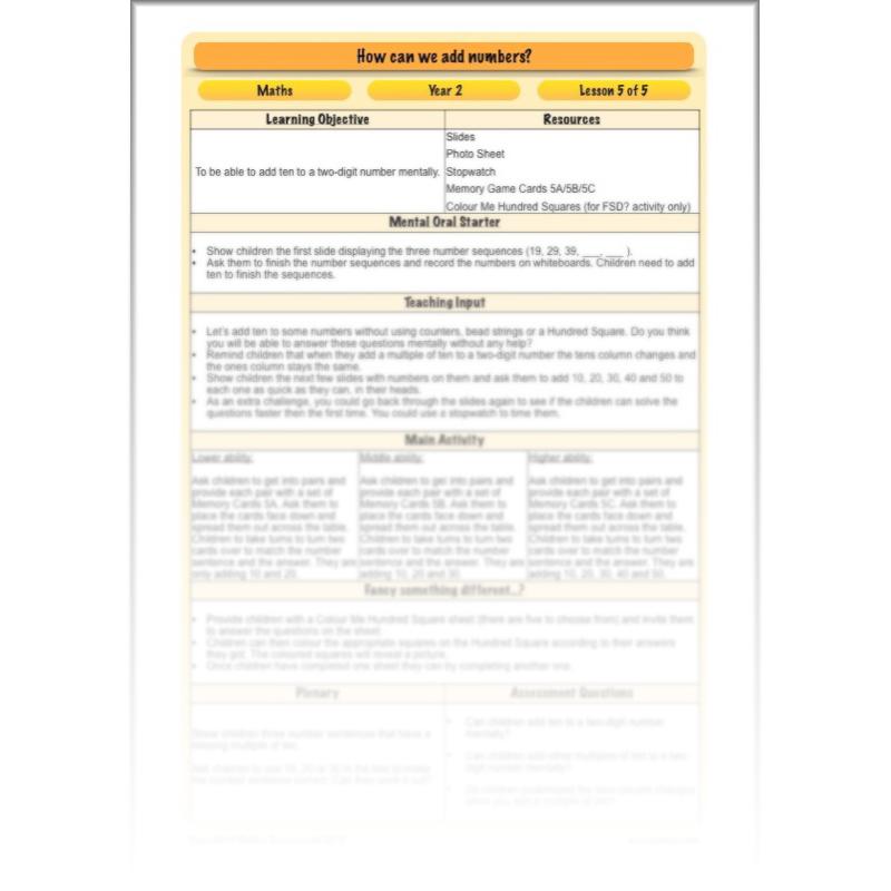 PlanBee How Can We Add Numbers? Year 2 Maths Lesson Plans