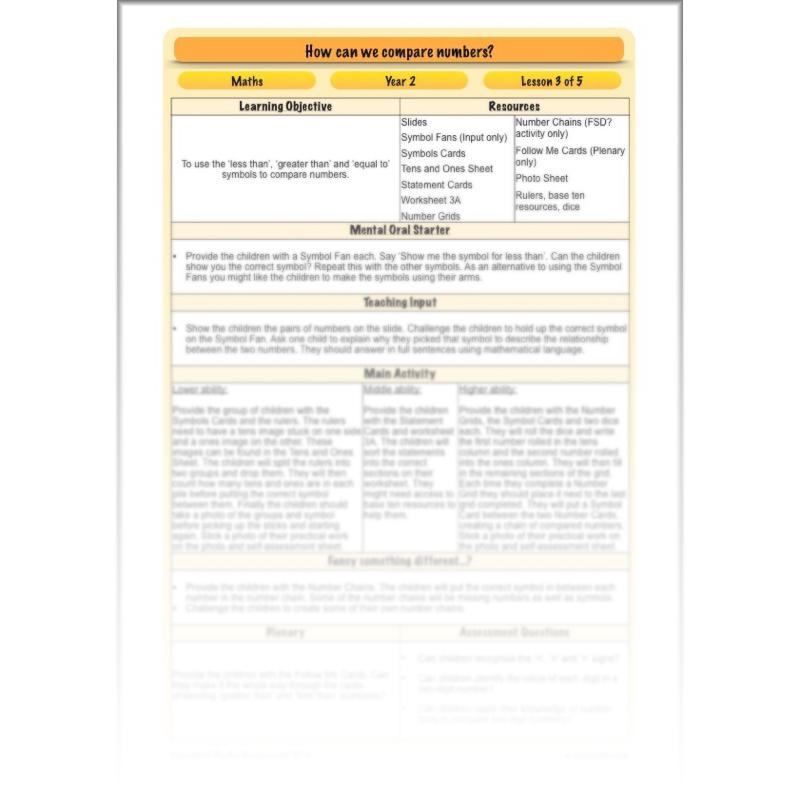 PlanBee How Can We Compare Numbers? Place Value & Number Year 2 Maths Plans