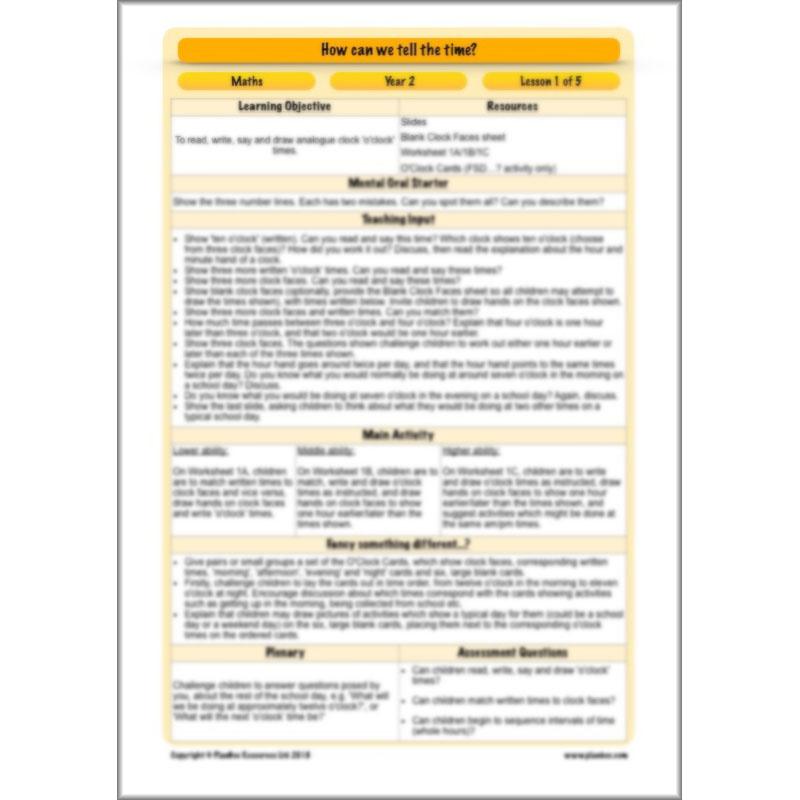 PlanBee Year 2 Time Lessons KS1 | How can we tell the time?