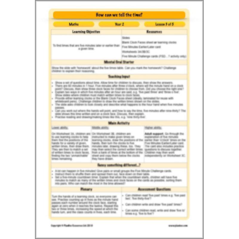 PlanBee Year 2 Time Lessons KS1 | How can we tell the time?