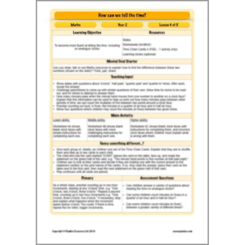 PlanBee Year 2 Time Lessons KS1 | How can we tell the time?