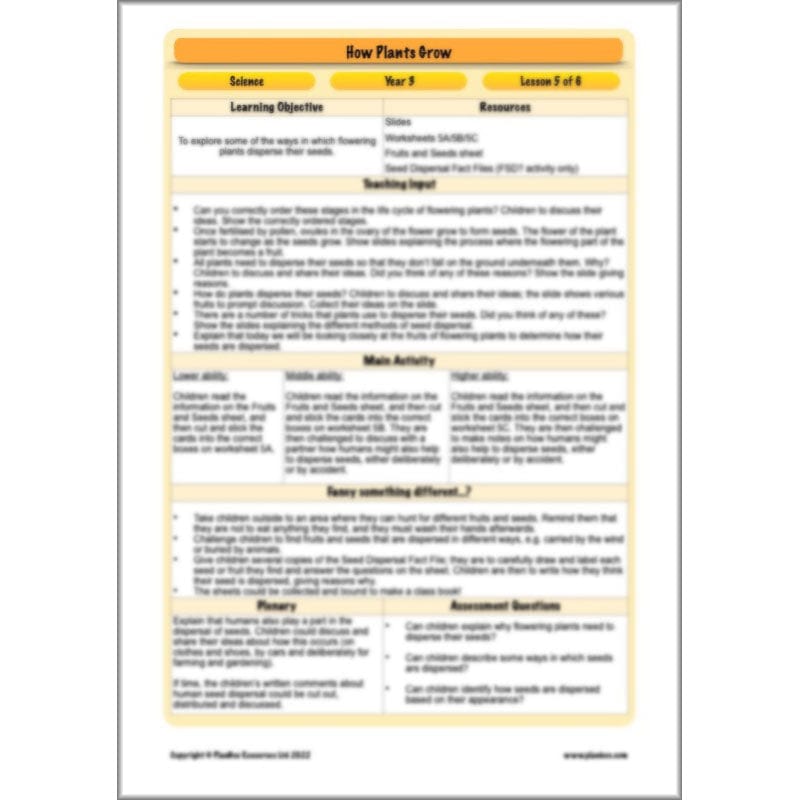 PlanBee Plants Year 3 Planning Pack | Year 3 Science Plants Lessons
