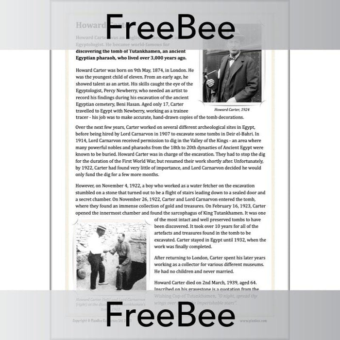 Free Howard Carter KS2 Biography Sheet by PlanBee