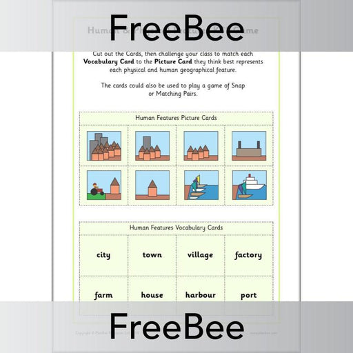 PlanBee Free Human and Physical Features KS1 Game created by PlanBee