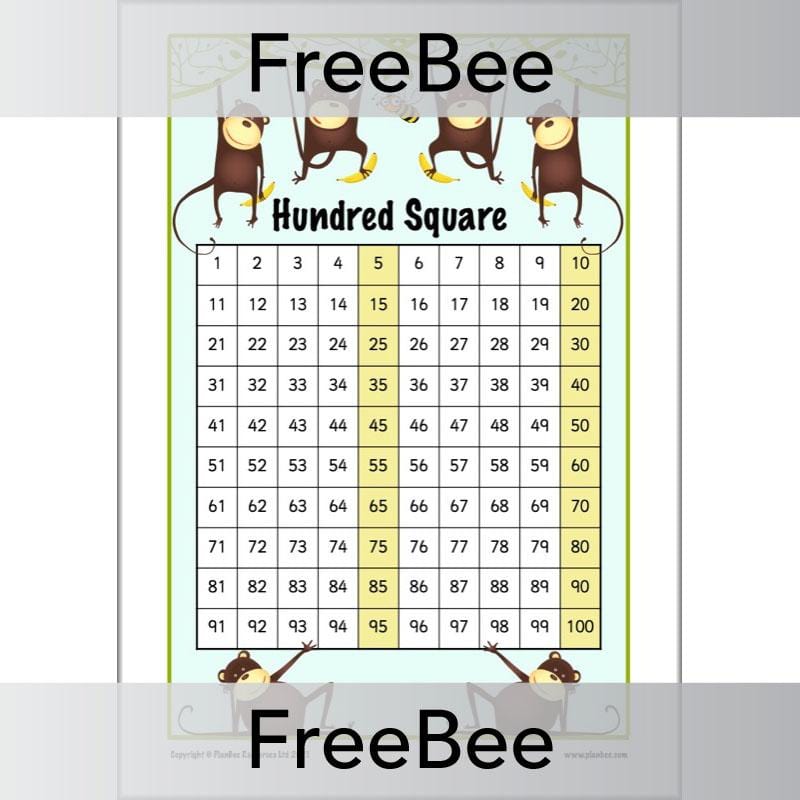 PlanBee Free Printable Hundred Square Grid PDFs by PlanBee