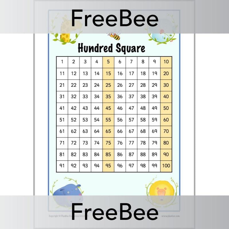PlanBee Free Printable Hundred Square Grid PDFs by PlanBee
