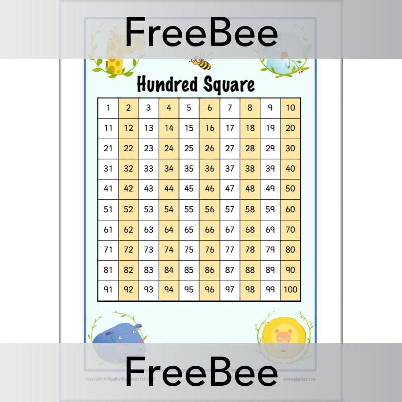 PlanBee Free Printable Hundred Square Grid PDFs by PlanBee