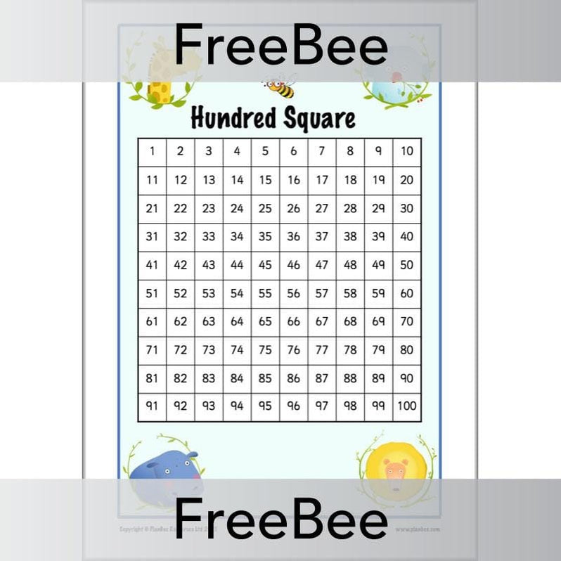 Free Printable Hundred Square Grid PDFs by PlanBee