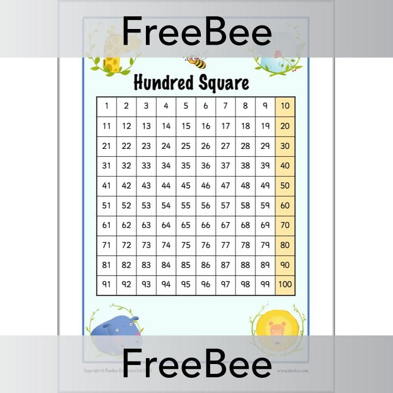 PlanBee Free Printable Hundred Square Grid PDFs by PlanBee