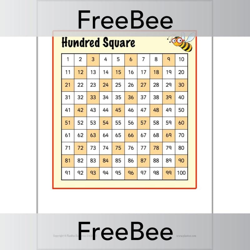 PlanBee Free Printable Hundred Square Grid PDFs by PlanBee