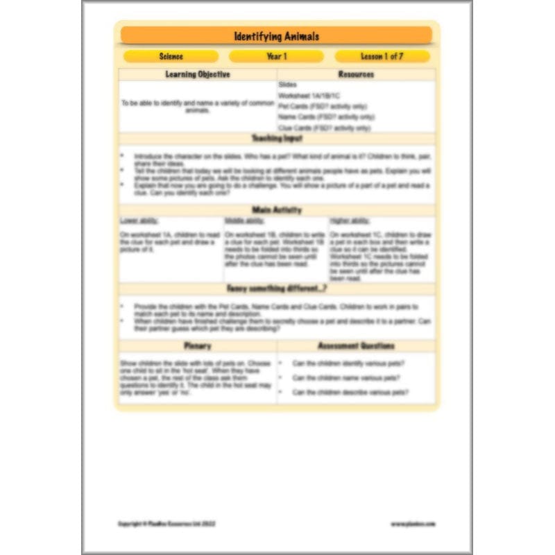 PlanBee Animals Year 1 | Science Lessons KS1 by PlanBee