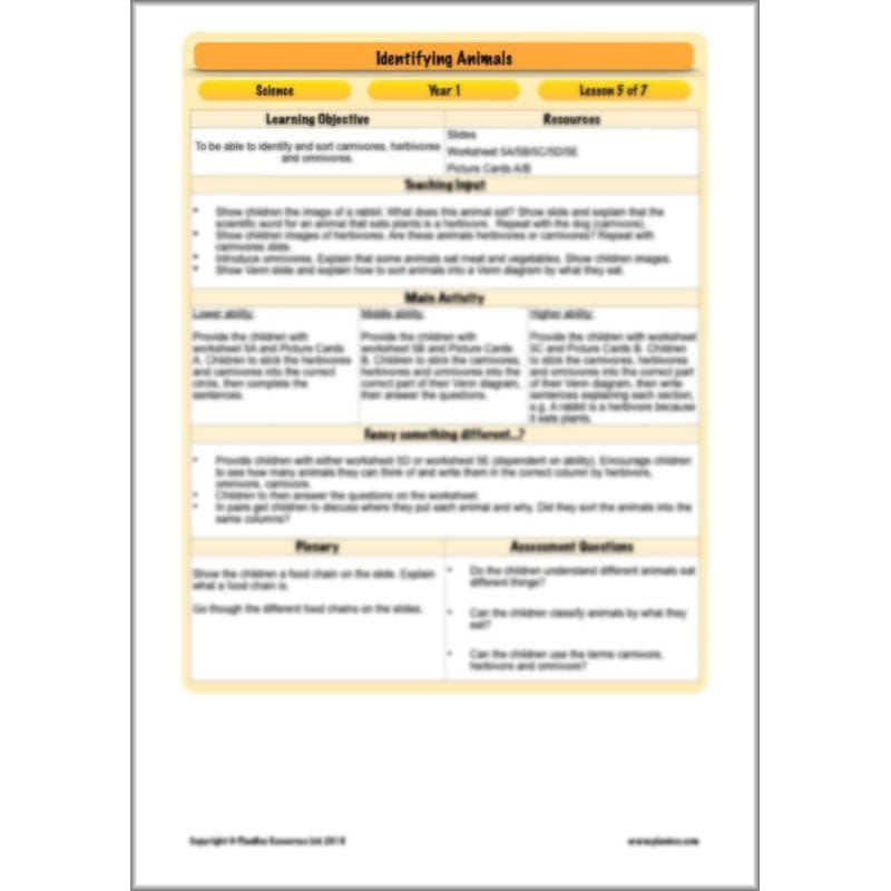 PlanBee Animals Year 1 | Science Lessons KS1 by PlanBee