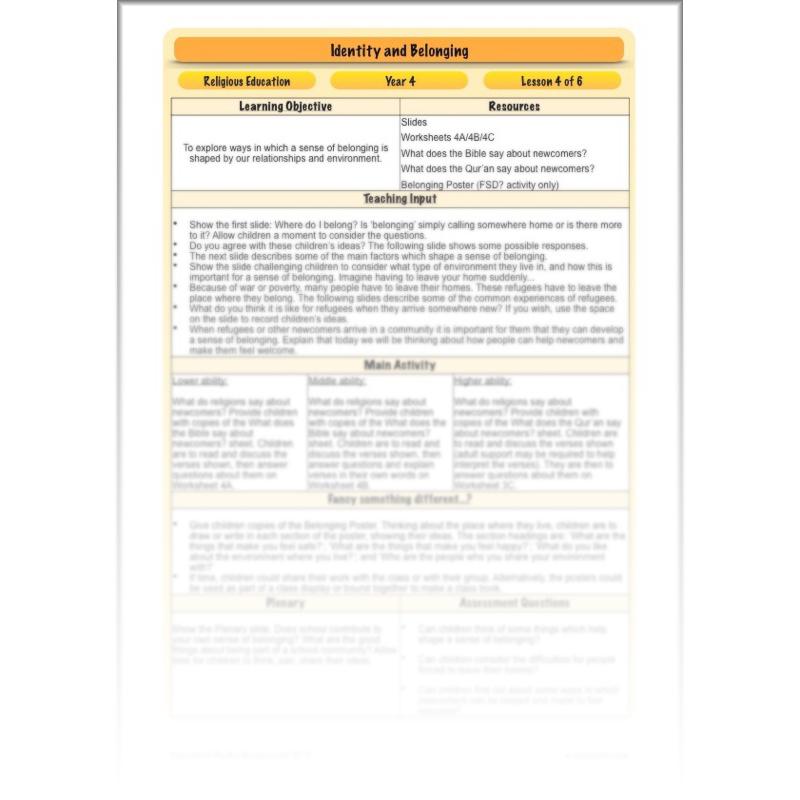 PlanBee Identity and Belonging Year 4 KS2 RE Lesson Pack by PlanBee