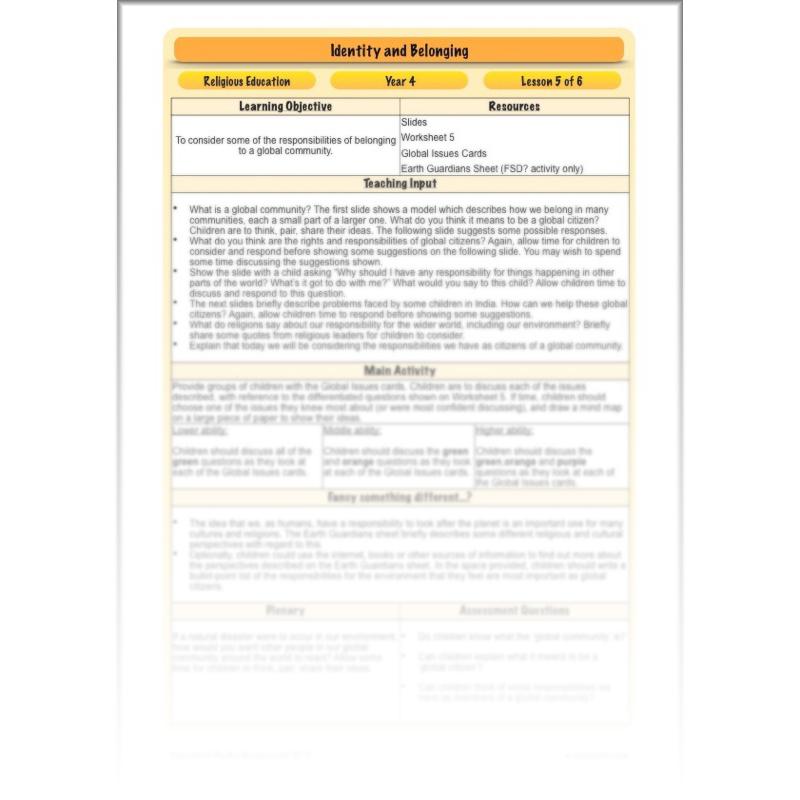 PlanBee Identity and Belonging Year 4 KS2 RE Lesson Pack by PlanBee
