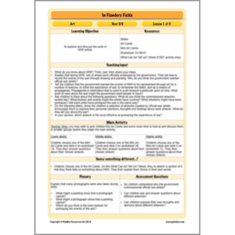 PlanBee WW1 Art Ideas KS2 In Flanders Fields Art Lessons by PlanBee