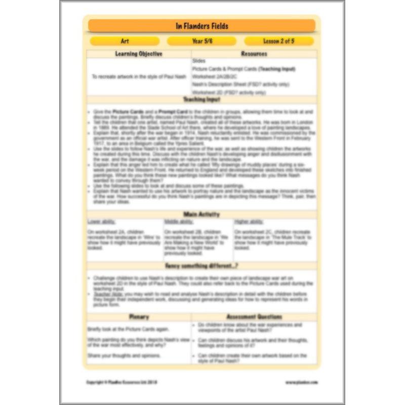 PlanBee WW1 Art Ideas KS2 In Flanders Fields Art Lessons by PlanBee