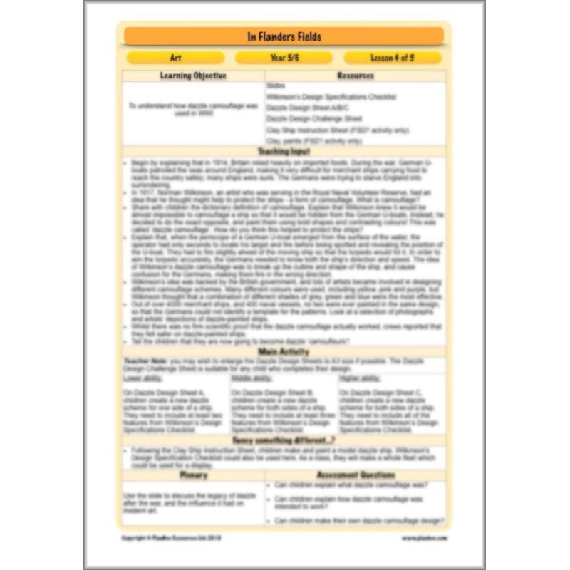 PlanBee WW1 Art Ideas KS2 In Flanders Fields Art Lessons by PlanBee