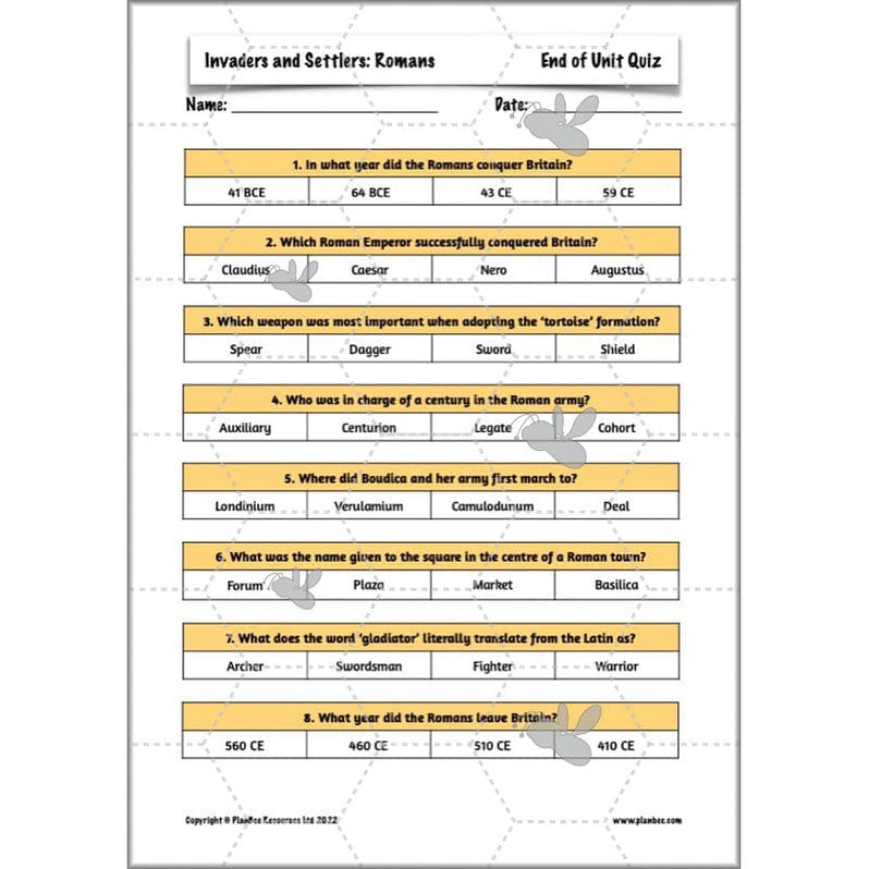 Roman Invasion of Britain KS2 Invaders and Settlers | PlanBee