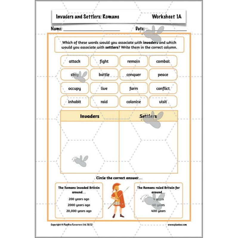 Roman Invasion of Britain KS2 Invaders and Settlers | PlanBee