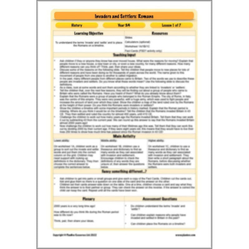 Roman Invasion of Britain KS2 Invaders and Settlers | PlanBee