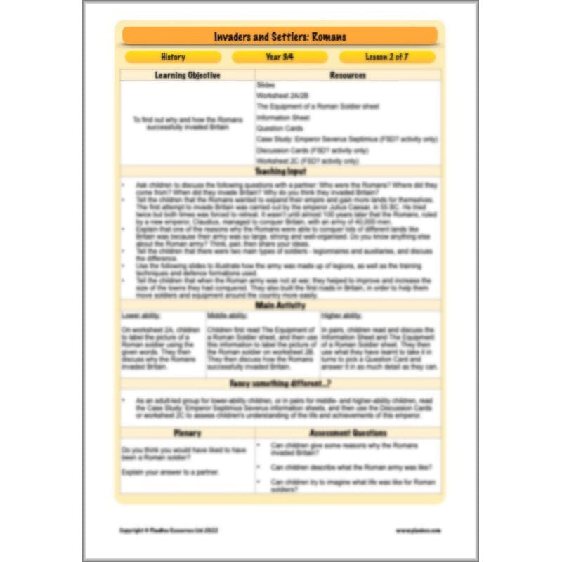 PlanBee Roman Invasion of Britain KS2 Invaders and Settlers | PlanBee