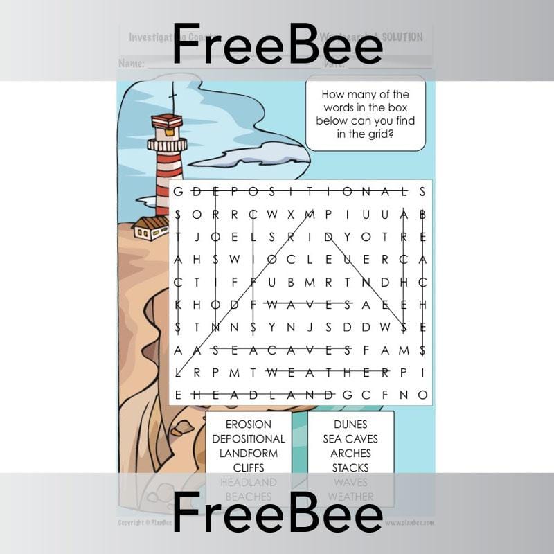 PlanBee FREE Investigating Coasts Word Search KS2 | PlanBee