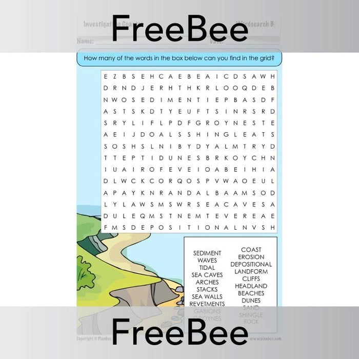 PlanBee FREE Investigating Coasts Word Search KS2 | PlanBee