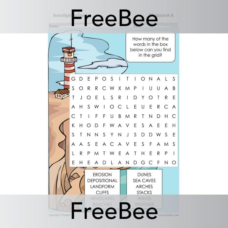 PlanBee FREE Investigating Coasts Word Search KS2 | PlanBee